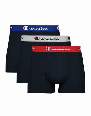 Men's Champion COTTON STRETCH 3-PAIRS Underwear Black / Red / Black / Royal / Black / Black | OYNKJ1045