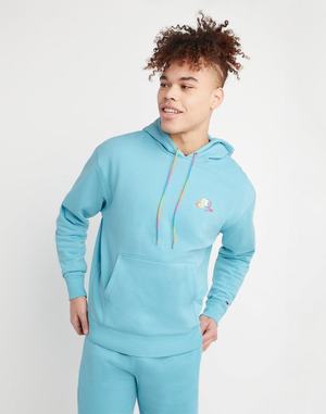 Men's Champion Classic Fleece Logo Hoodie Light Turquoise / Multicolor | URXVE2860
