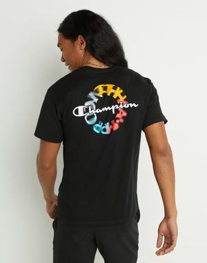 Men's Champion Classic Graphic Script and Circle Logo T Shirts Grey | JXRVC2157