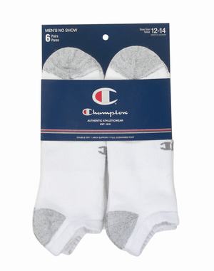 Men's Champion Double Dry Performance No-Show 6-pairs Socks Black | TNAPD7361