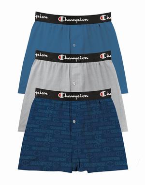 Men's Champion Everyday Comfort Knit 3-pairs Underwear Blue / Dark Blue / Grey | SFLKQ0594