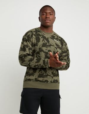 Men's Champion Global Explorer All Over Print Hoodie Camo Olive | ELNCS6042