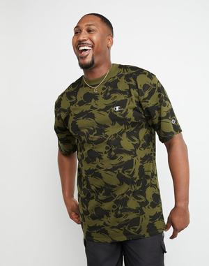 Men's Champion Global Explorer Print Tops Olive | SHEUA5467
