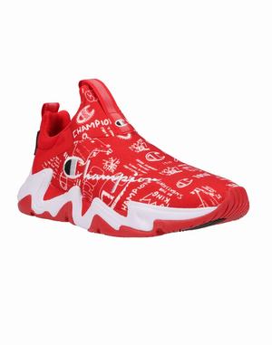 Men's Champion Hyper Apex Doodle Sneakers Deep Red / White | KRPBD7183