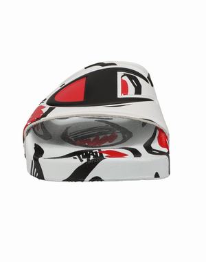 Men's Champion IPO COMIC Slides White / Black / Deep Red | PTZIW7958