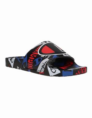 Men's Champion IPO C Logo Slides Black Multicolor | UHBTZ2615