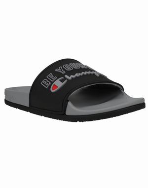 Men's Champion IPO SQUISH Slides Black | RMLXY8957