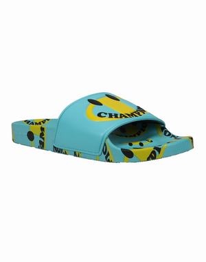 Men's Champion IPO Smile Slides Light Turquoise Blue | SYDVH0361