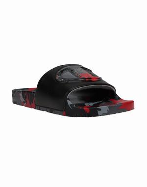 Men's Champion IPO Splatter Oxford Slides Black / Grey / Deep Red | JNCVK0652