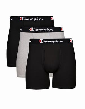 Men's Champion LIGHTWEIGHT STRETCH 3-PAIRS Underwear Black / Black / Grey / Black | RJGPW4659