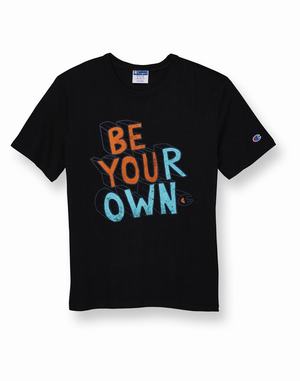 Men's Champion Lightweight Be Your Own Screen Print T Shirts Black | GODUK9470