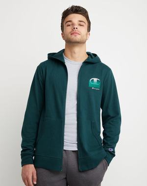 Men's Champion Middleweight Full Zip Sunrise C Logo Jackets Light Royal | OYPIG2845