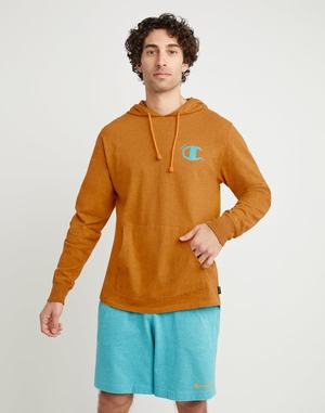 Men's Champion Middleweight Overdye Waves C Logo Hoodie Orange | AJXRV5703