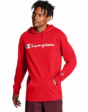 Men's Champion Middleweight Script Logo Hoodie Navy | CPIMH7634