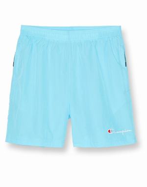 Men's Champion Nylon Warm-up Mesh EmbroideScript 6" Shorts Blue | WGZUO5789
