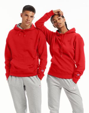 Men's Champion POWERBLEND FLEECE EMBROIDEC LOGO Hoodie Navy | RSQAC5476