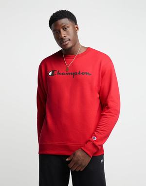 Men's Champion Powerblend Fleece Script Logo Hoodie Navy | NDVBP7320