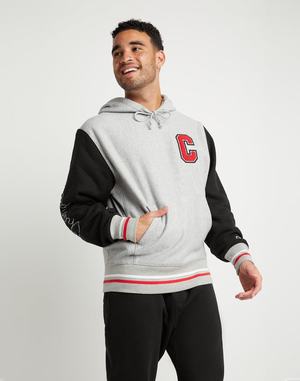 Men's Champion Premium Reverse Weave Chenille C Applique EmbroideScript Hoodie Dark Green / Royal Gold | MEGDV5832