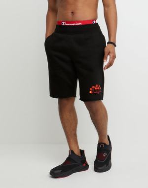 Men's Champion Reverse Weave Cut-off 10" Palm Script Logo Shorts Black | AVZQC4230