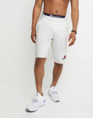 Men's Champion Reverse Weave Cut-off 10" Palm Circle Script Logo Shorts White | YXSFP3428