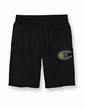 Men's Champion Reverse Weave Cut-off Dot-Stitch C 10" Shorts Black | LKNIW7904