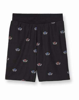 Men's Champion Reverse Weave Cut-off Sketch C Laurel All-Over Print 10" Shorts Black | SJAKF9248