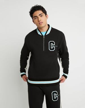 Men's Champion Reverse Weave Track Chenille C Applique EmbroideScript Jackets Black | ZMOAC5203