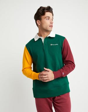 Men's Champion Rugby Pocket EmbroideScript T Shirts Dark Green | VHTLD6285