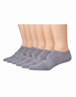 Men's Champion Super No Show 6-pairs Socks Grey | HULKC2970