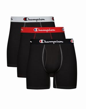 Men's Champion TOTAL SUPPORT COTTON STRETCH 3-PAIRS Underwear Black / Black / Grey / Black | UDHJM3594