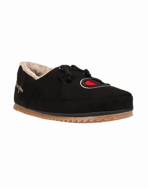 Men's Champion University Microsuede Gum Slippers Black | OFCJE8456