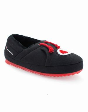 Men's Champion University Slippers Black / Deep Red | QOSFN0718