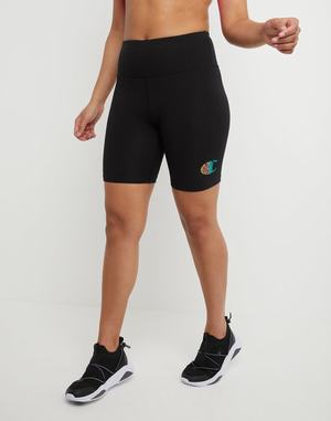 Women's Champion Authentic Bike Groovy Logo 7" Shorts Black | NSICQ4357