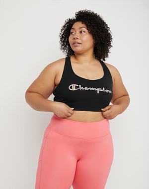 Women's Champion Authentic Sports Script Logo Bras Black | ORUIT8914