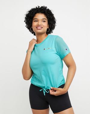 Women's Champion Campus Drawstring Mesh T Shirts Coral | CPSTX4657