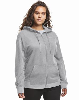 Women's Champion Campus French Terry Zip EmbroideLogo Hoodie Grey | IZESD6978