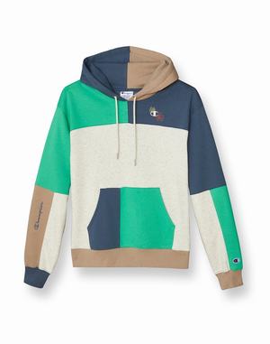 Women's Champion Classic Fleece EmbroideC and Flowers Logo Hoodie Dark Khaki Multicolor | CXMKZ3072