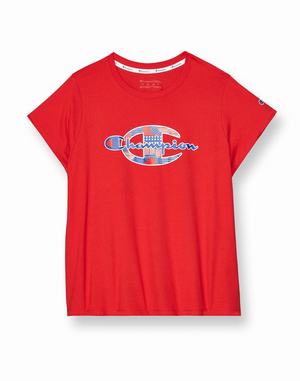 Women's Champion Classic Graphic Americana Collage Tops White | UZGST3492