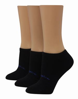 Women's Champion Compression No-Show 3-pairs Socks Black | SEXTL1065