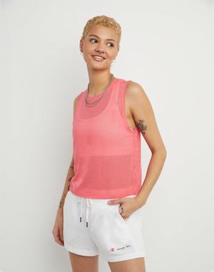 Women's Champion Cropped Mesh Muscle T Shirts Black | HJACD2890