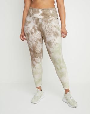 Women's Champion Everyday Leggings Unity Dye 25" Leggings Dark Khaki / Mint Green | HILVN3752