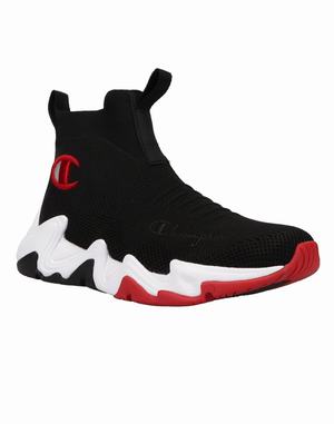 Women's Champion Hyper C Raw Smile Sneakers Black / Deep Red | VZDXM8123