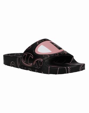 Women's Champion IPO 3D C LOGO Slides Black / Rose | PWOIC4670