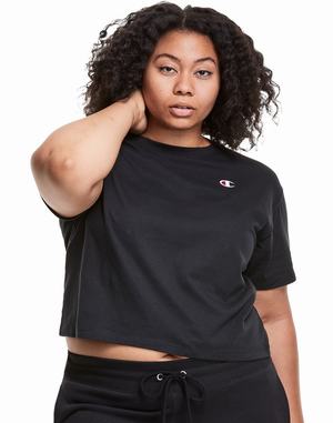 Women's Champion Lightweight Cropped Tops Black | DQSNV3069
