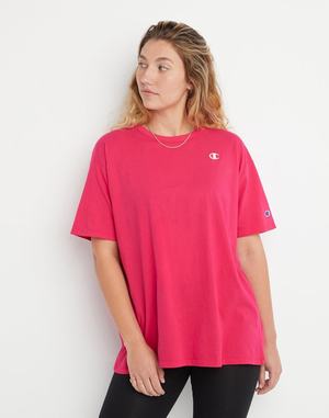 Women's Champion Oversized Washed T Shirts Pink | SMAJN1620