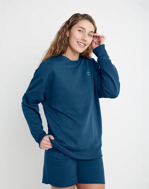 Women's Champion POWERBLEND FLEECE OVERSIZED C LOGO Hoodie Purple | YQPDK2987