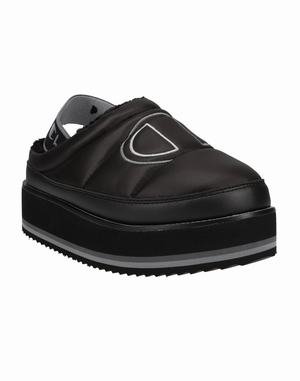 Women's Champion Platform Slippers Black | YAWUJ2415