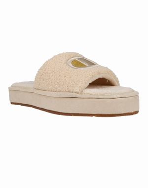 Women's Champion Plush Cozy Gum Slippers Beige / Khaki | UJIHE8192