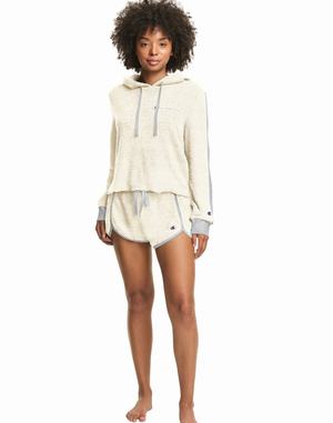 Women's Champion Plush Cropped Nightwear White / Grey | CFIUK0148