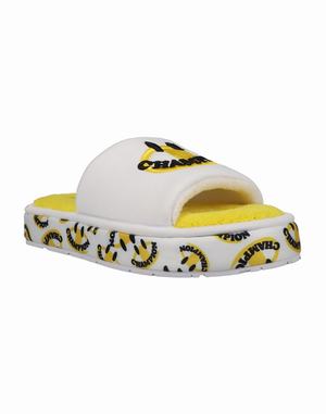 Women's Champion Plush Smile Slides White / Yellow | LTYWF0297